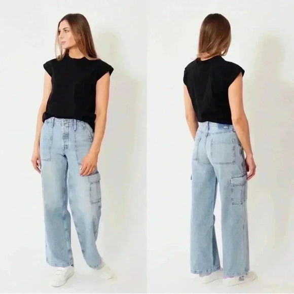 MOTHER Denim - Mother Denim The Spinner Cargo Nerdy Light Wash Jeans Button Fly Size 29 NWT